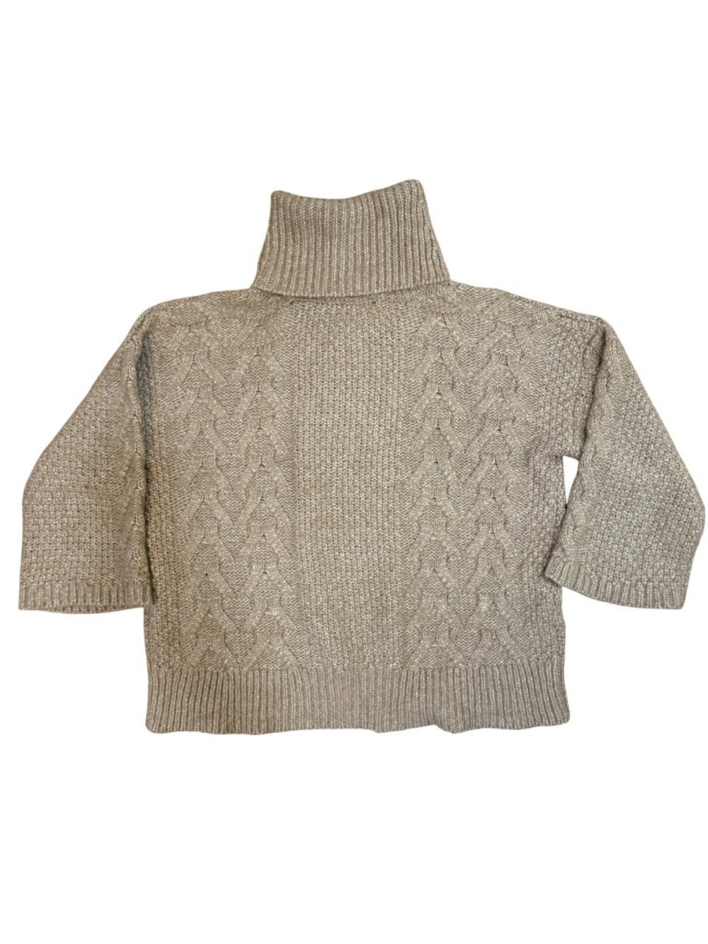 Italian Yarn Made in Spain Chunky Cable Knit Textured Thick Turtleneck Sweater X